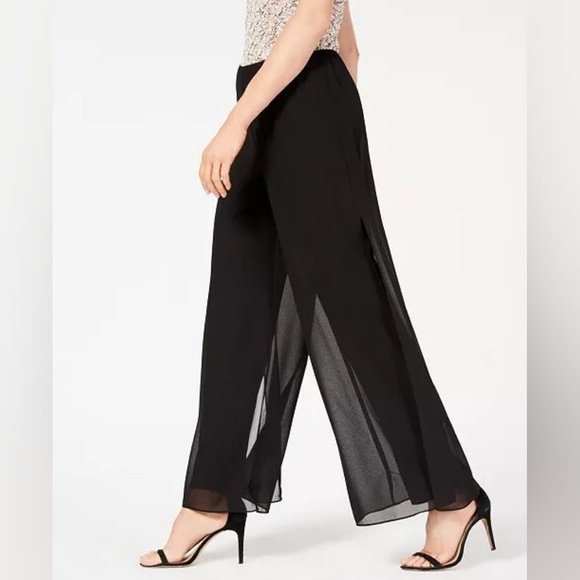 Alex Evenings Pants - Alex Evenings Plus Straight Leg Pant with Georgette Split Leg Overlay Size 2X